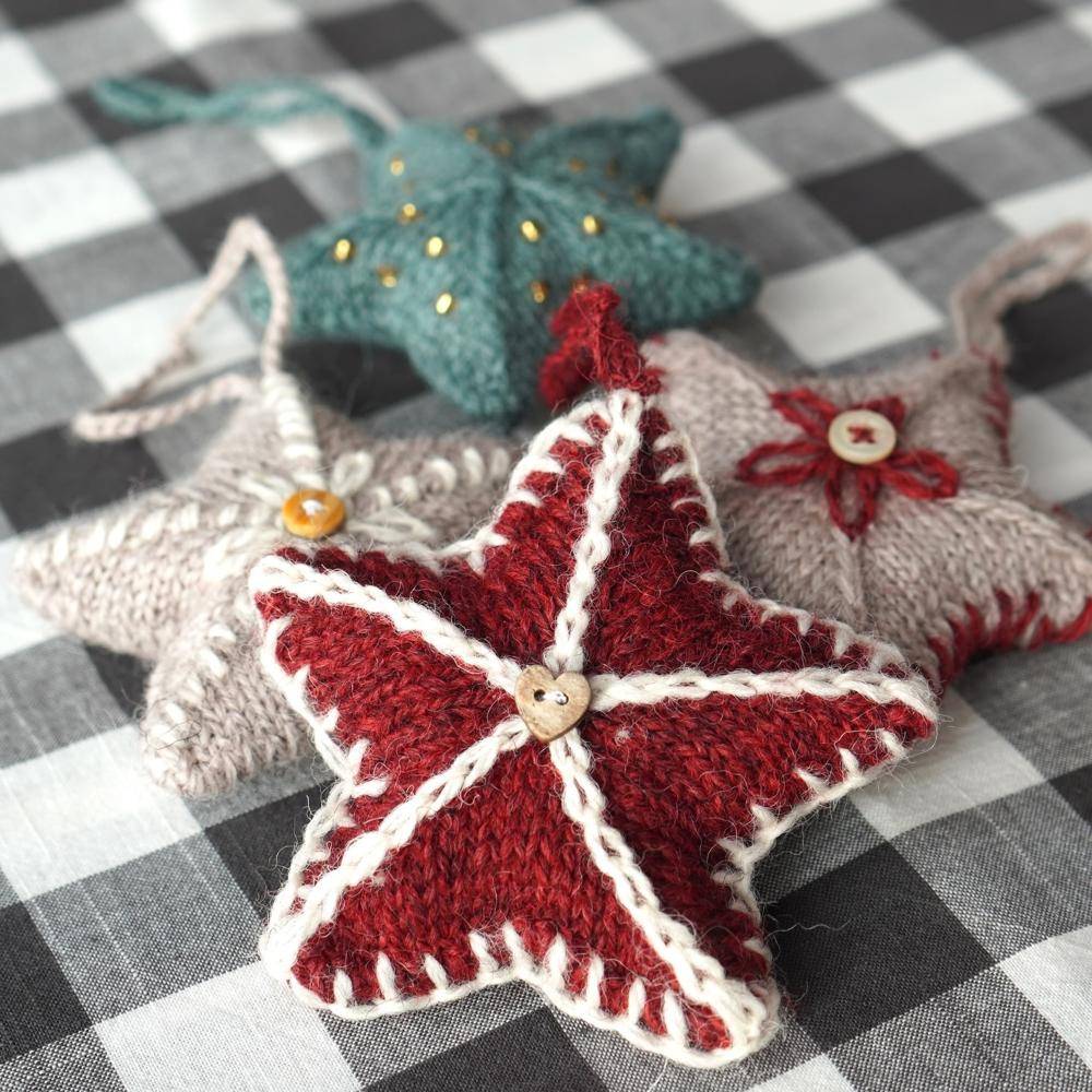 Cozy Knitted Star Christmas Ornaments