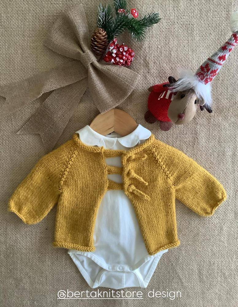 Cozy Mustard Yellow Knitted Baby Cardigan