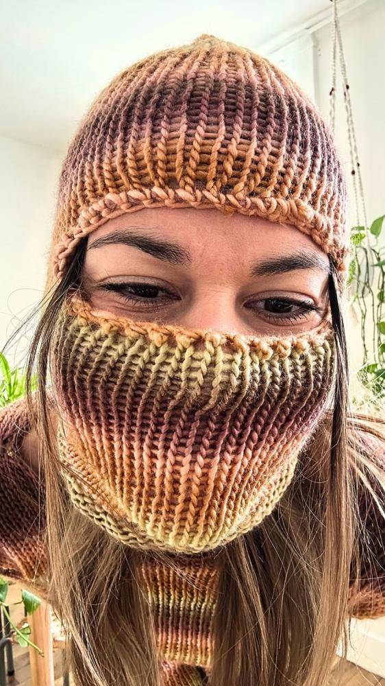 Cozy Ribbed Knit Balaclava and Sweater Set