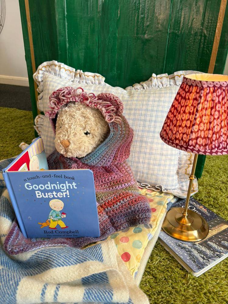 Cozy Striped Crochet Bear Blanket and Hood Set