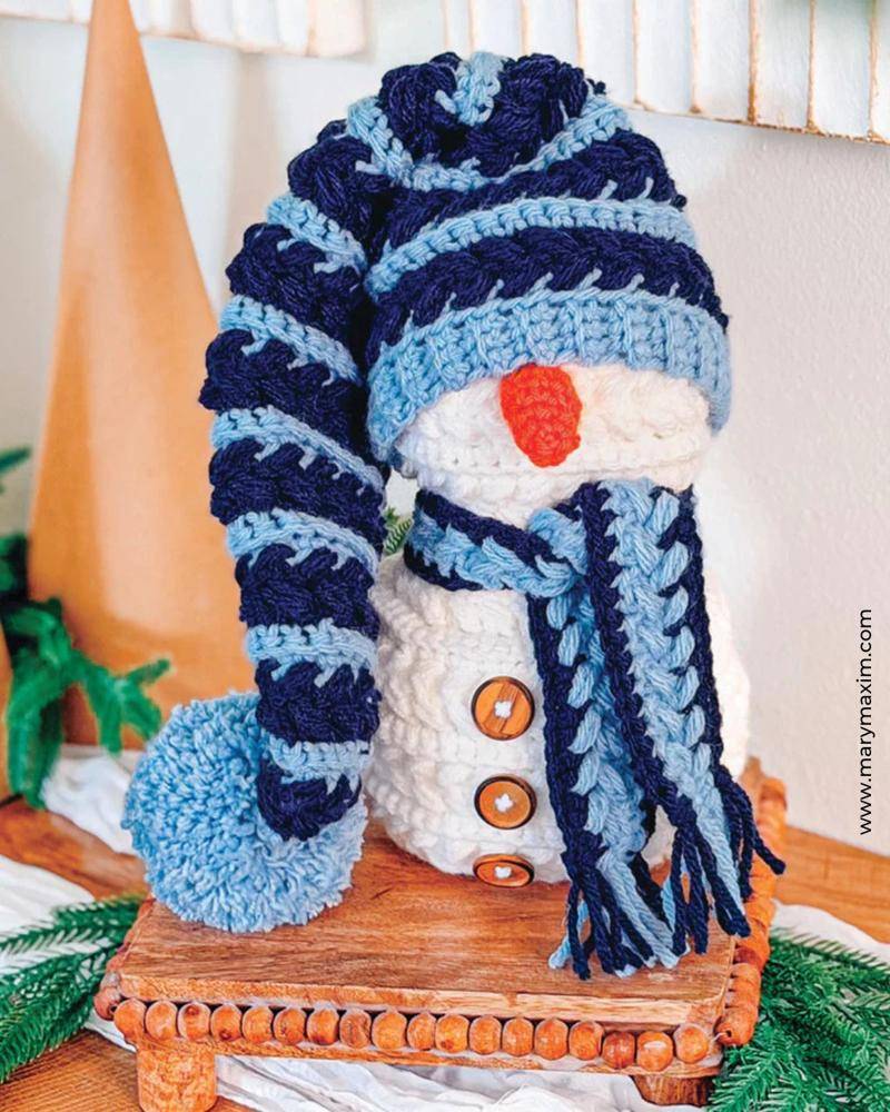 Cozy Striped Hat Snowman Crochet Decor