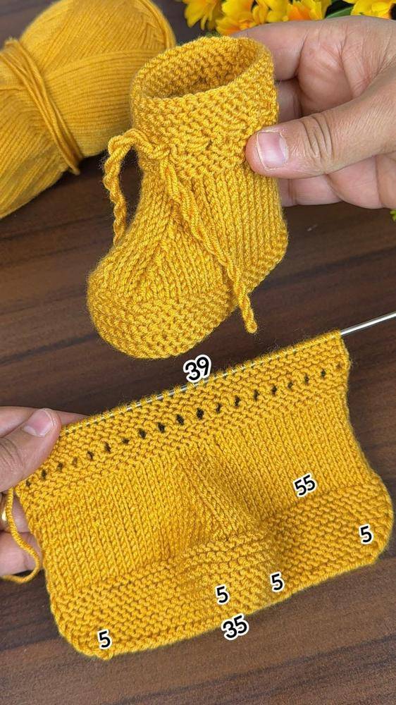Cozy Yellow Knitted Baby Booties Project