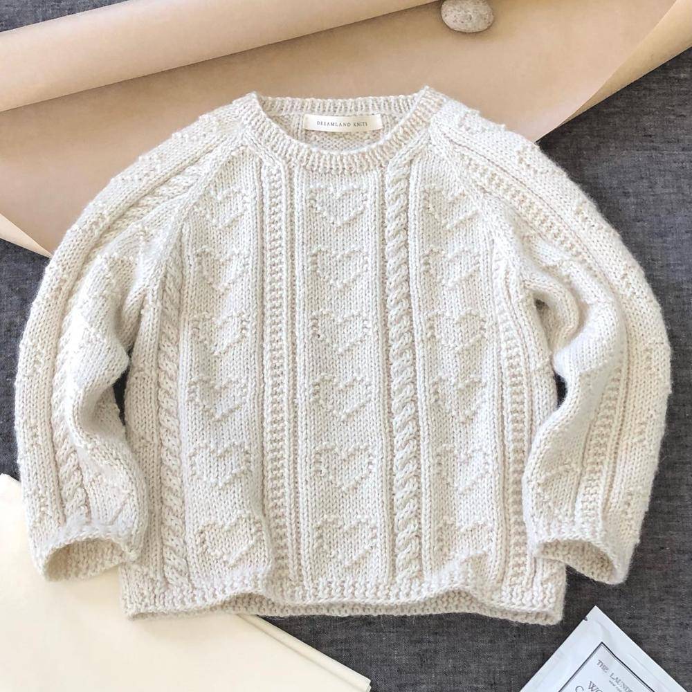 Cream Heart Cable Knit Sweater