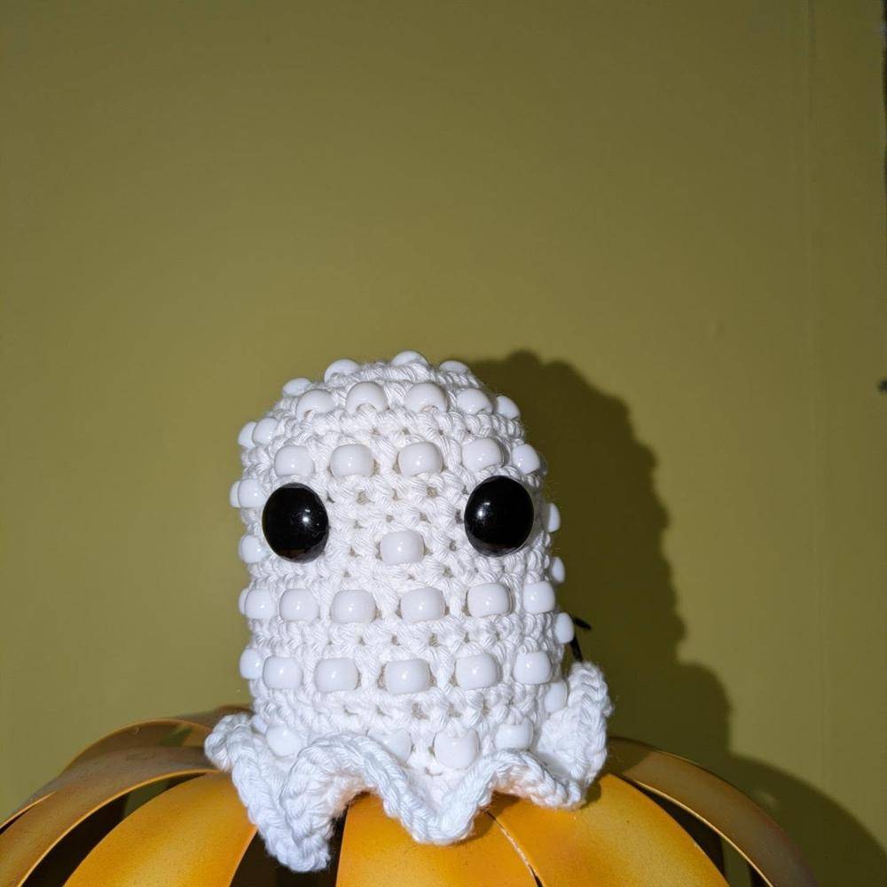Crochet Ghost with Beaded Details