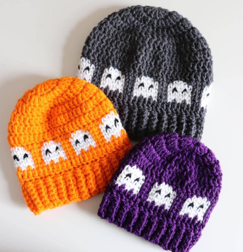Crochet Halloween Ghost Beanies