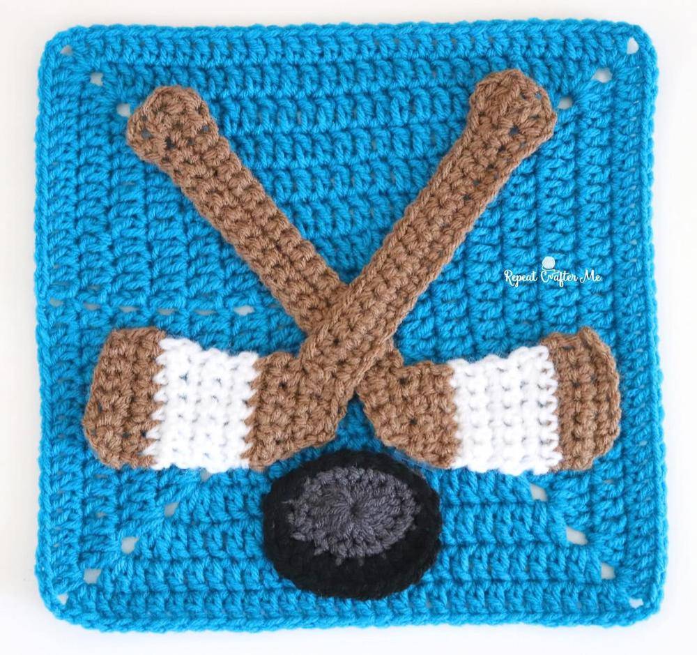 Crochet Hockey Square Applique