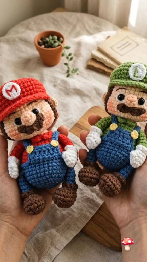 Crochet Mario and Luigi Amigurumi Dolls