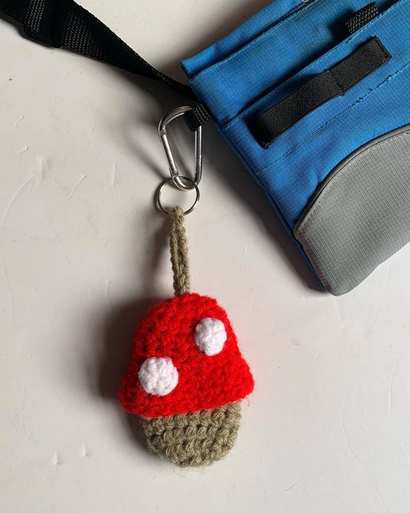 Crochet Mushroom Poop Bag Holder Charm