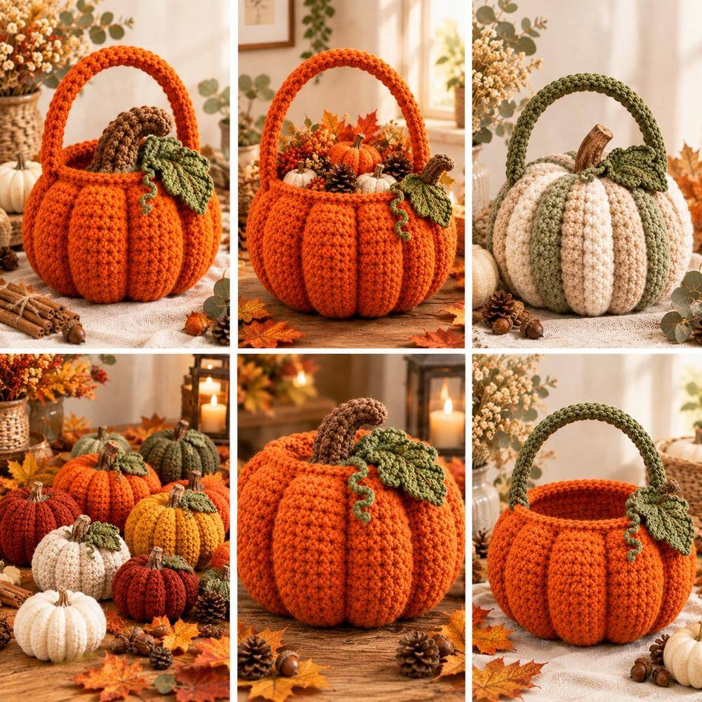 Crochet Pumpkin Basket Pattern