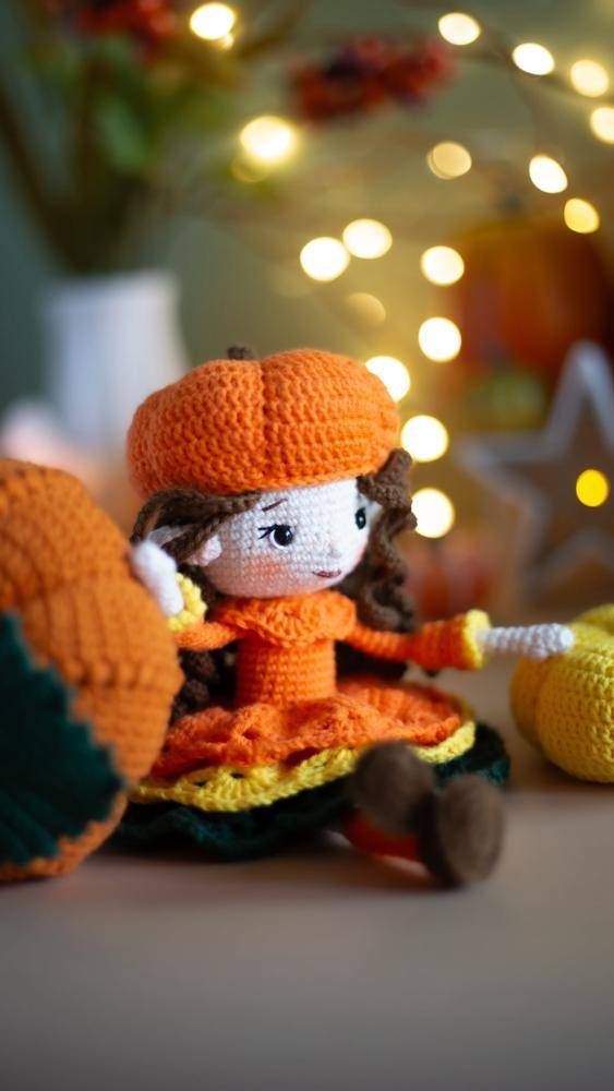 Crochet Pumpkin Girl Amigurumi Doll