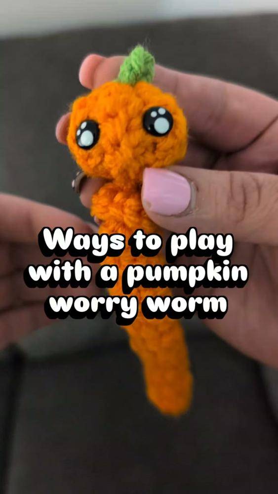 Crochet Pumpkin Worry Worm Fidget Toy