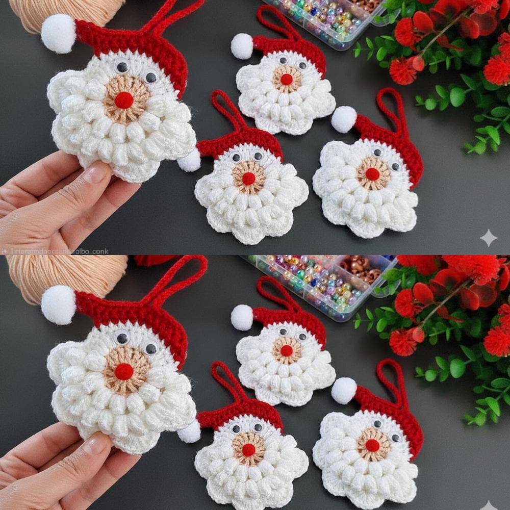 Crochet Santa Claus Christmas Appliqués
