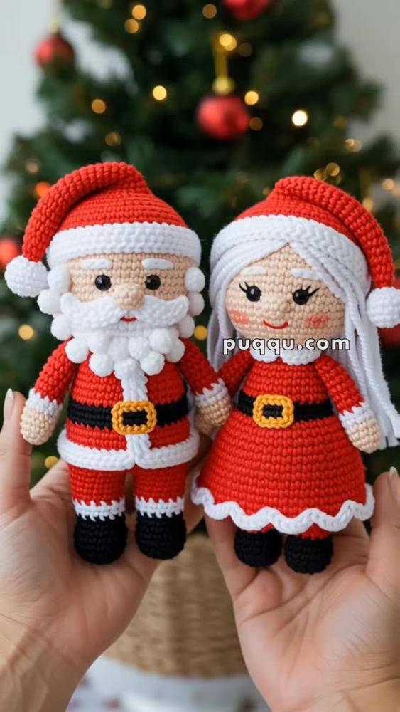 Crochet Santa and Mrs. Claus Amigurumi Duo