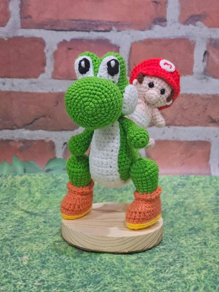 Crochet Yoshi and Baby Mario Amigurumi Duo