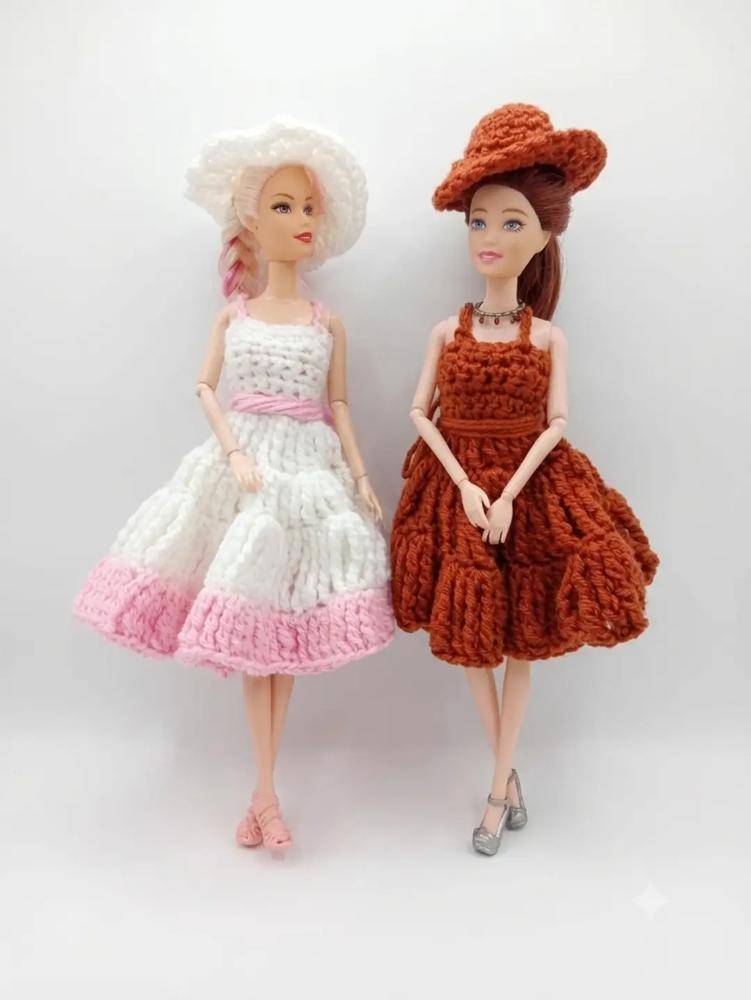 Crocheted Barbie Doll Summer Dresses and Hats