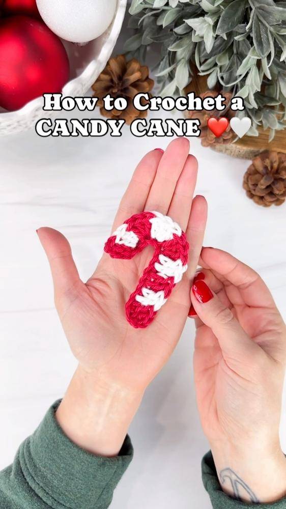 Crocheted Candy Cane Ornament