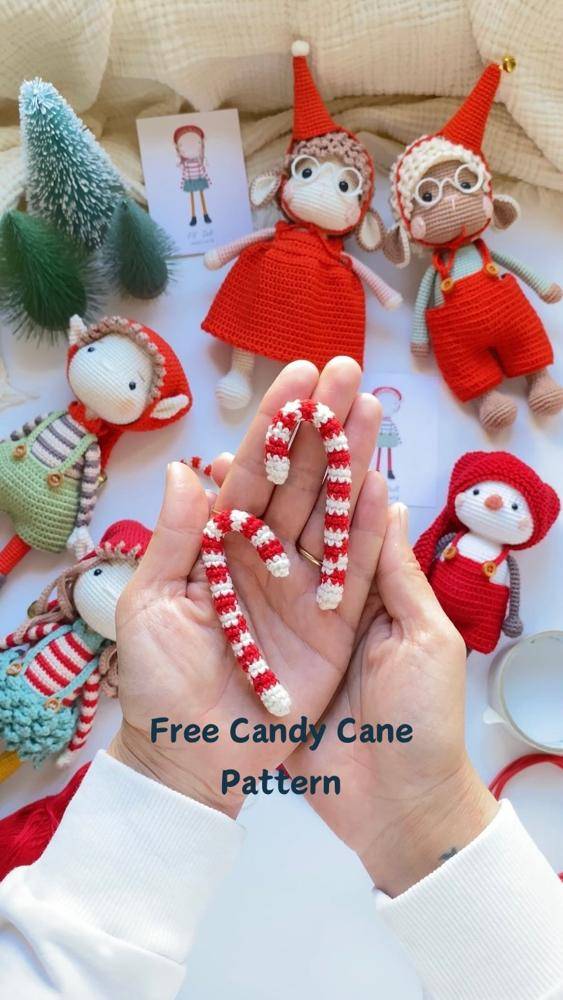 Crocheted Candy Cane Ornament