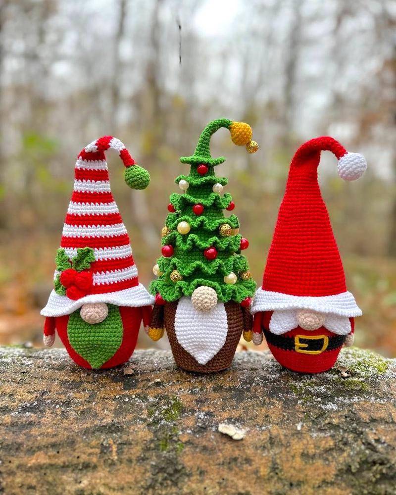 Crocheted Christmas Gnome Duo and Tree