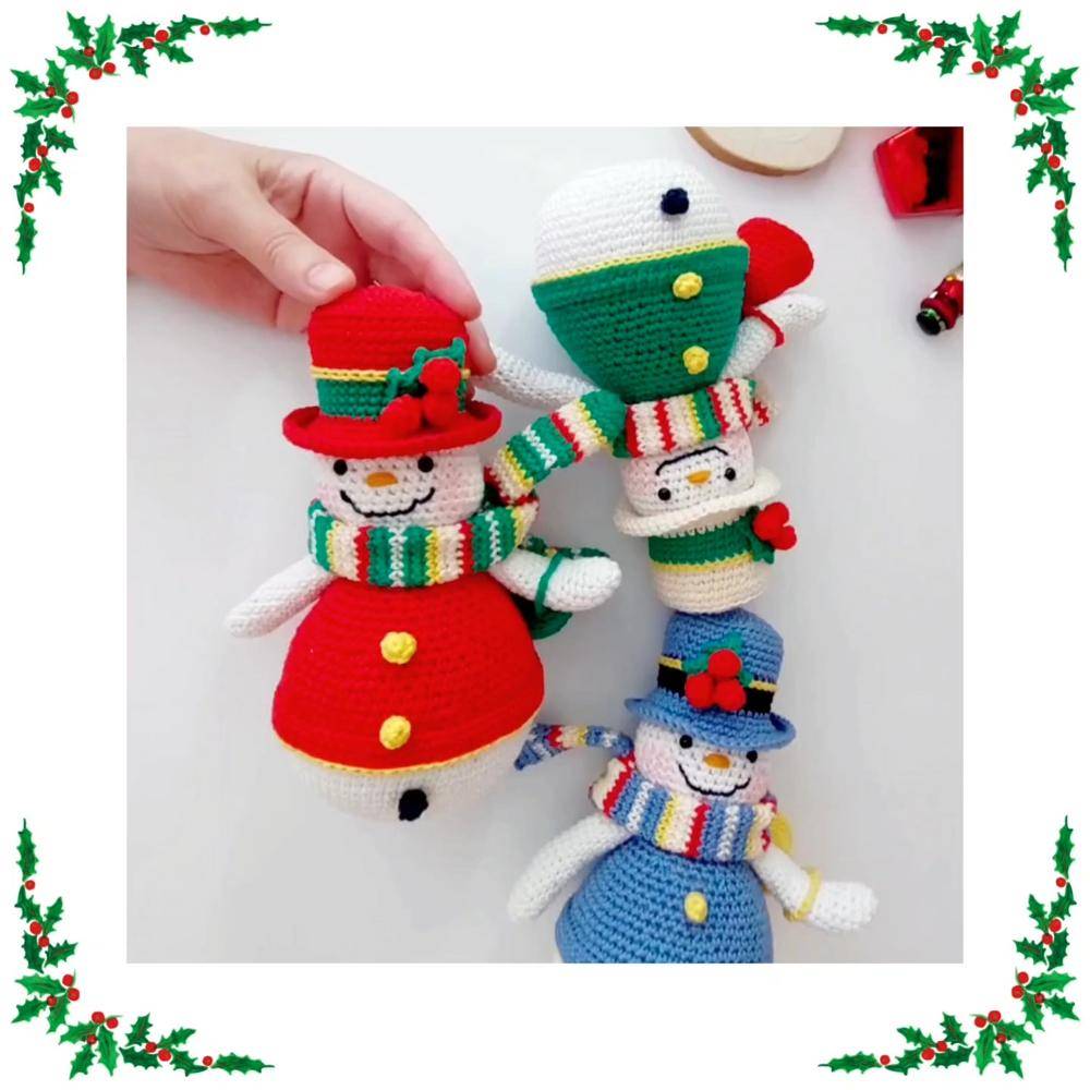 Crocheted Christmas Snowman Ornaments