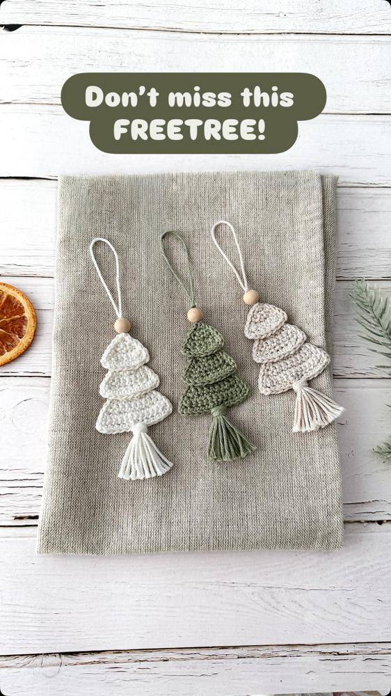 Crocheted Christmas Tree Ornaments with Tassels
