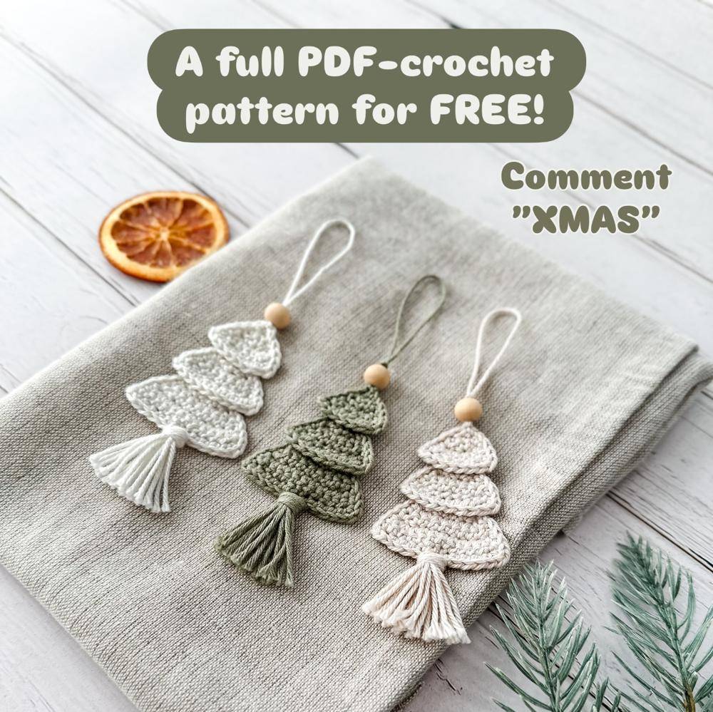 Crocheted Christmas Tree Ornaments with Tassels