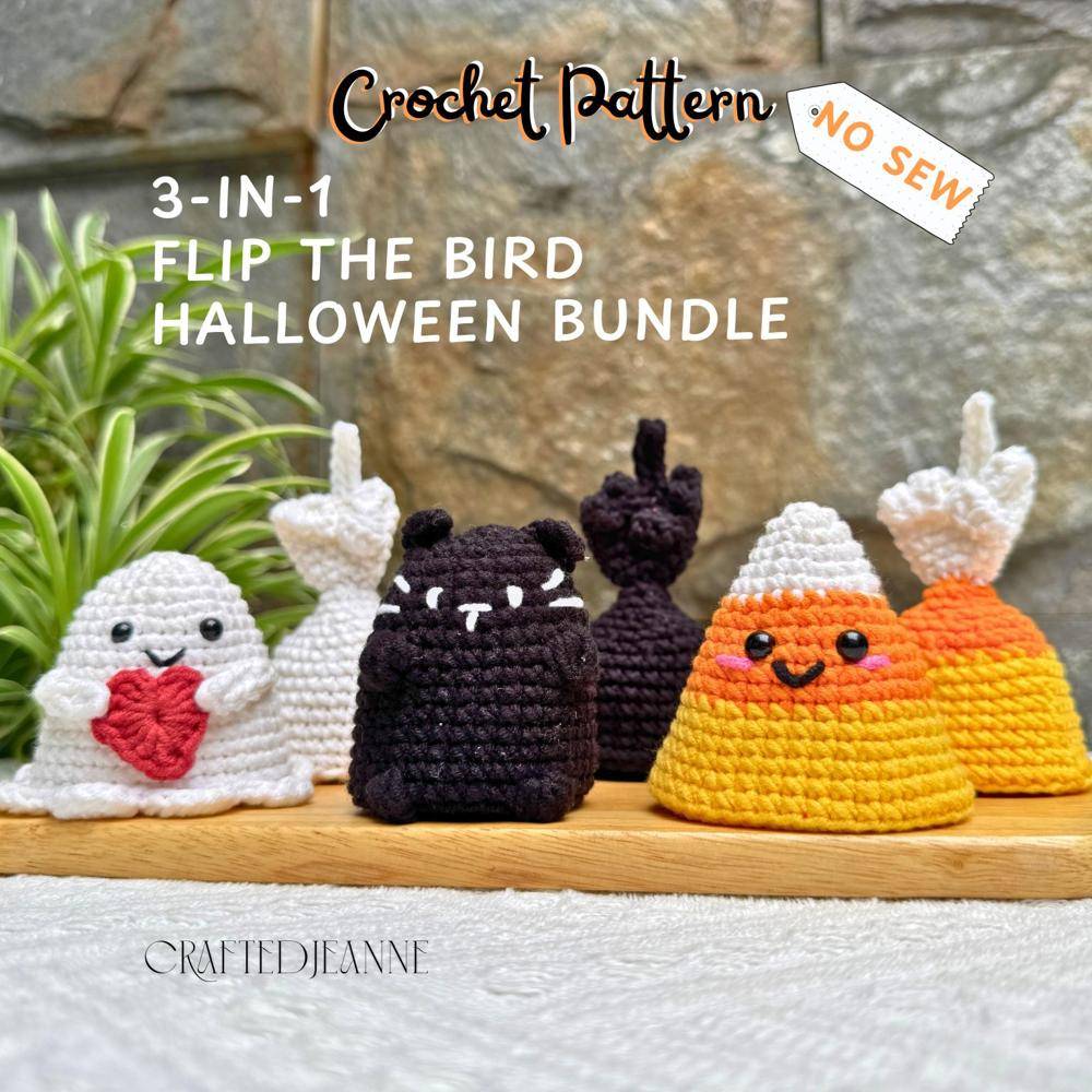 Crocheted Halloween Amigurumi Trio