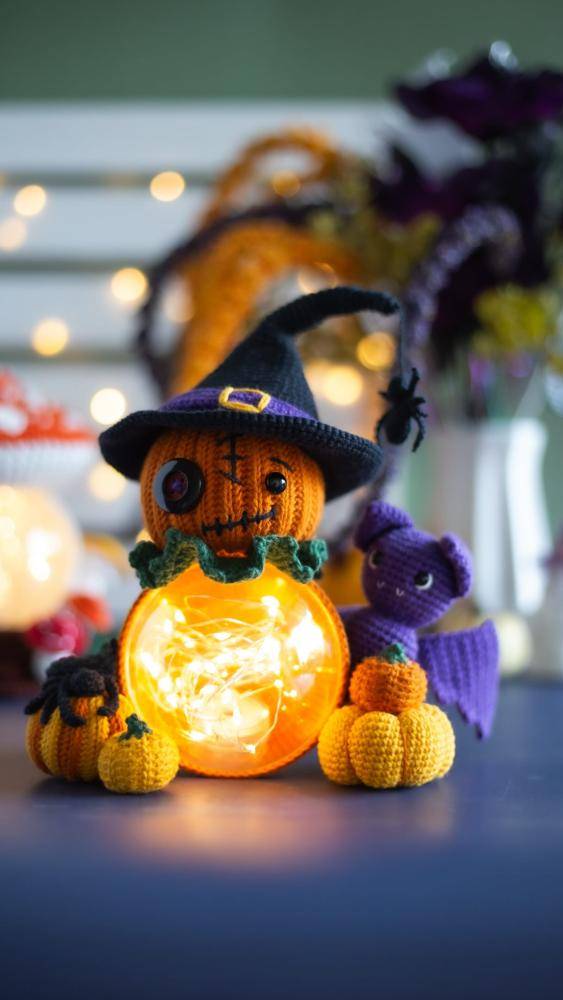 Crocheted Halloween Pumpkin Amigurumi
