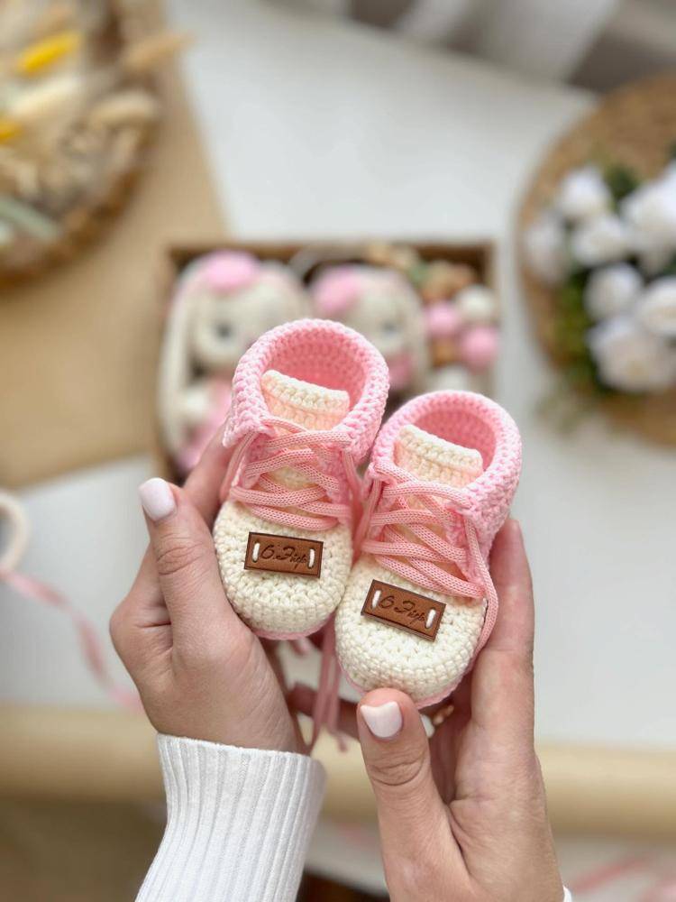 Crocheted High-Top Sneaker Baby Booties