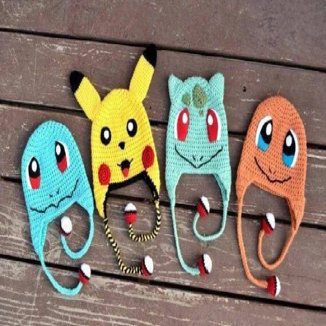 Crocheted Pokemon Character Hats