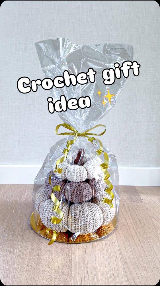 Crocheted Pumpkin Tiered Display