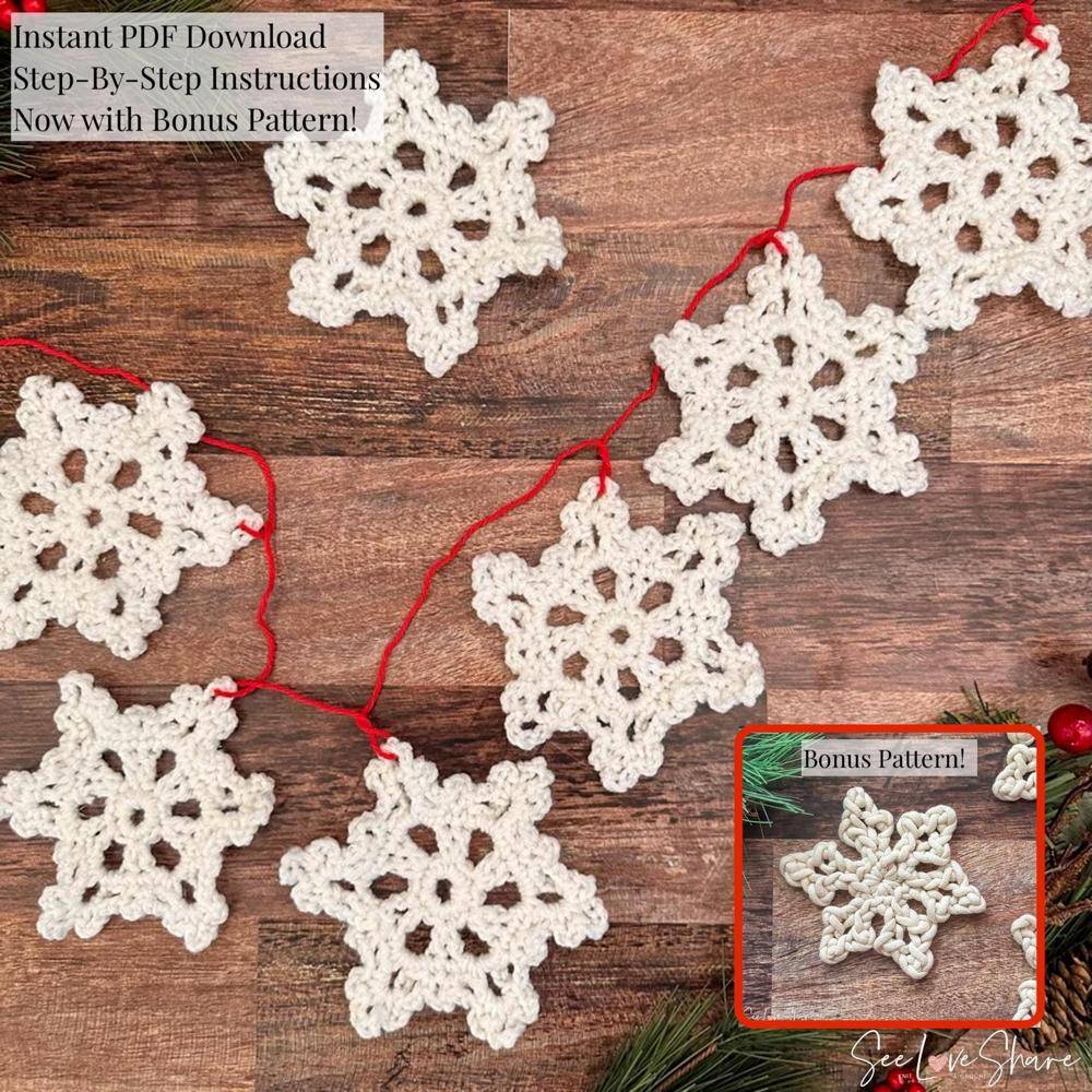 Crocheted Snowflake Garland