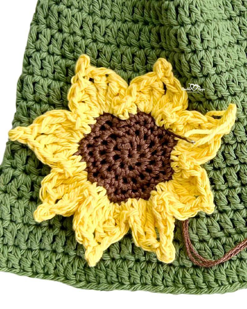 Crocheted Sunflower Applique Accent