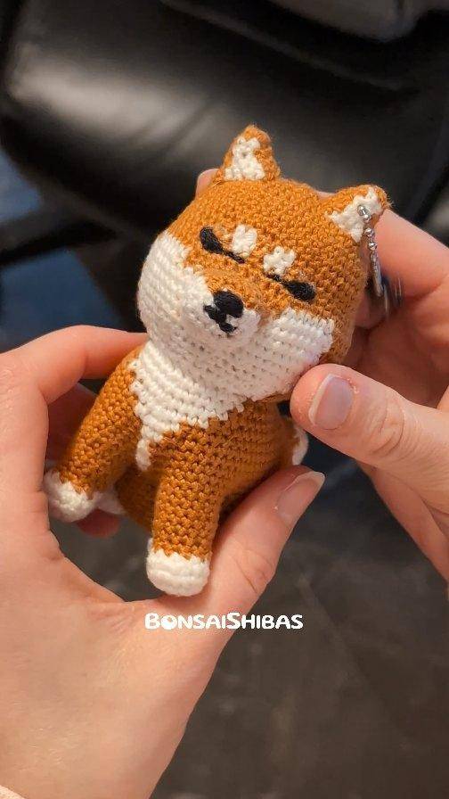 Cute Amigurumi Shiba Inu Crochet Keychain