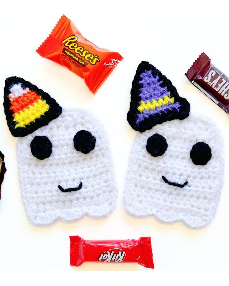 Cute Crochet Ghost Appliques for Halloween Decor
