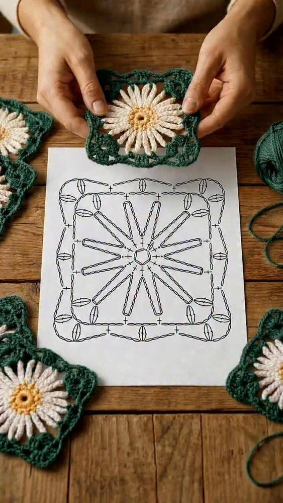Daisy Flower Crochet Granny Square