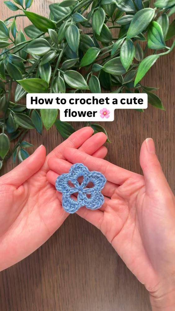 Delicate Blue Crochet Flower Applique