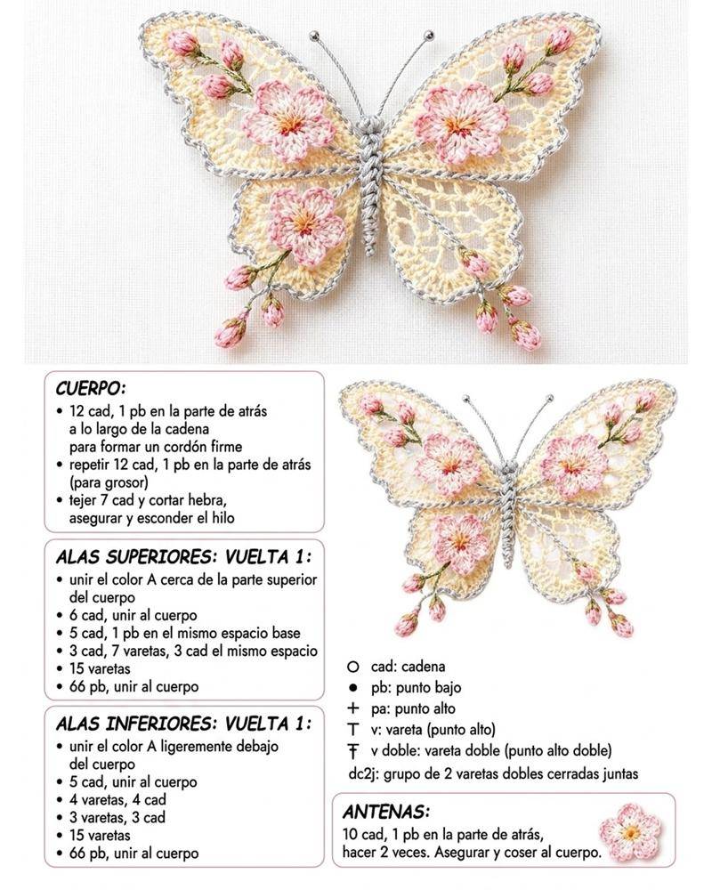 Delicate Crochet Butterfly Applique