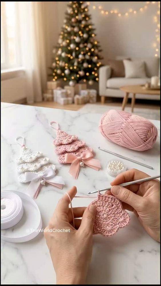 Delicate Crochet Christmas Tree Ornaments