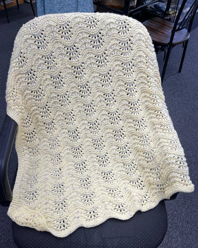 Delicate Fan Lace Knit Baby Blanket