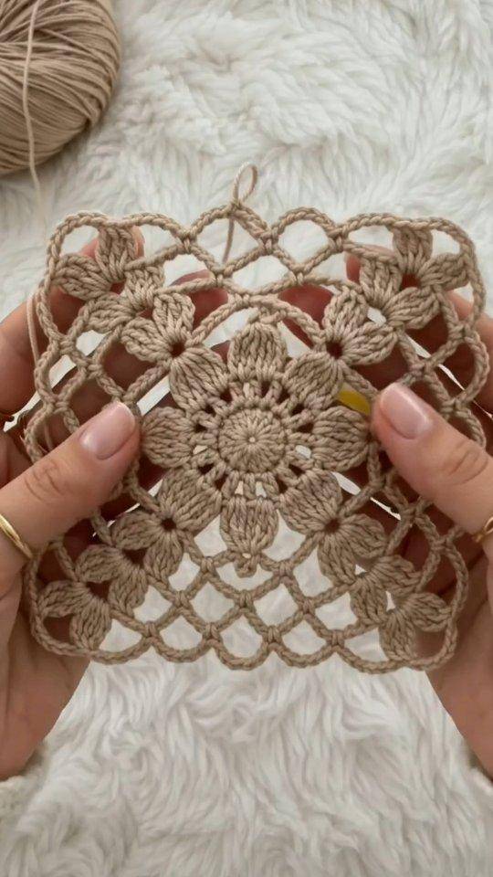 Delicate Floral Lace Crochet Square
