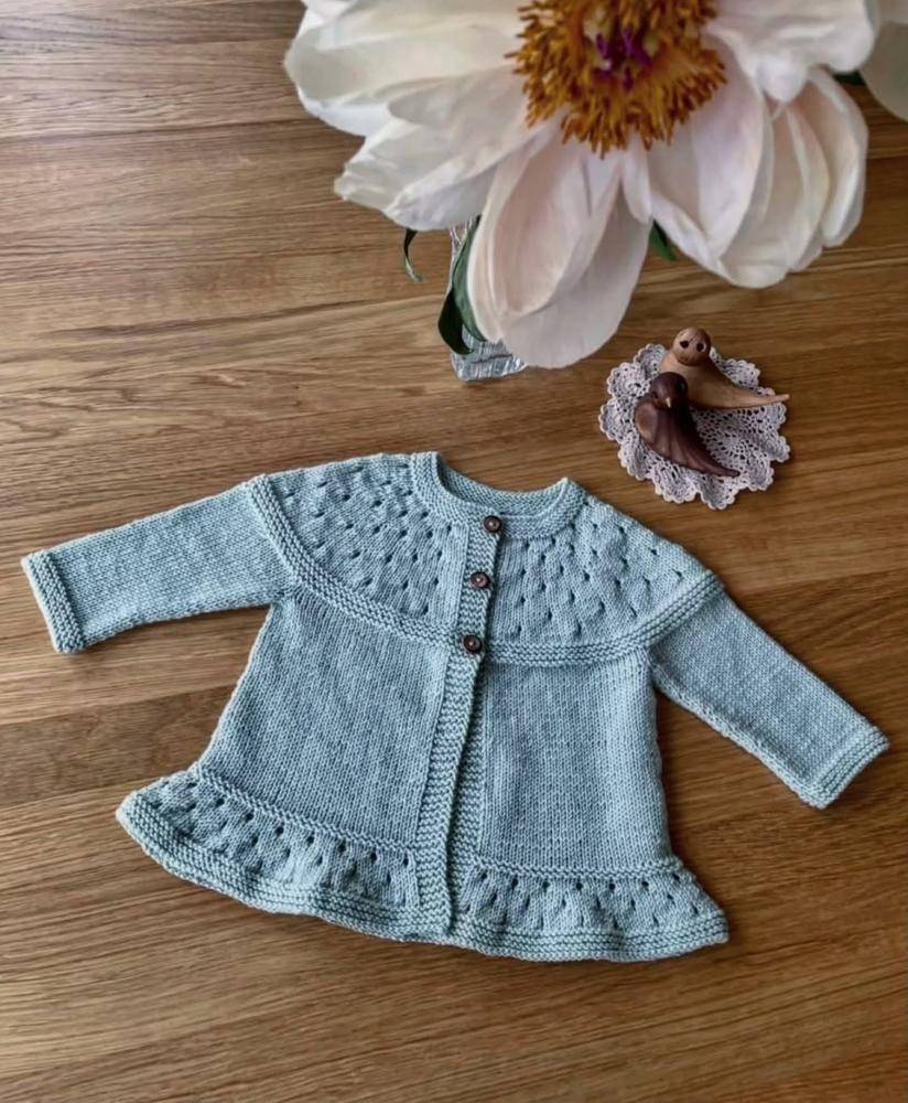 Delicate Lace-Bodice Knitted Baby Cardigan