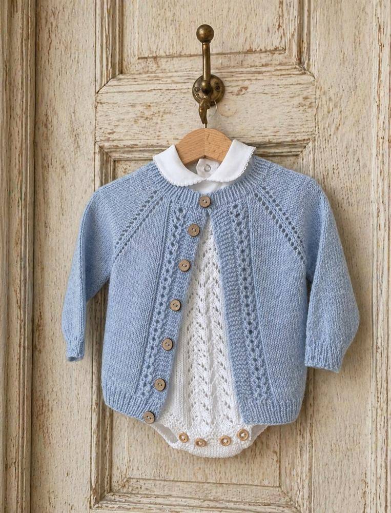 Delicate Lace-Detail Knitted Baby Cardigan