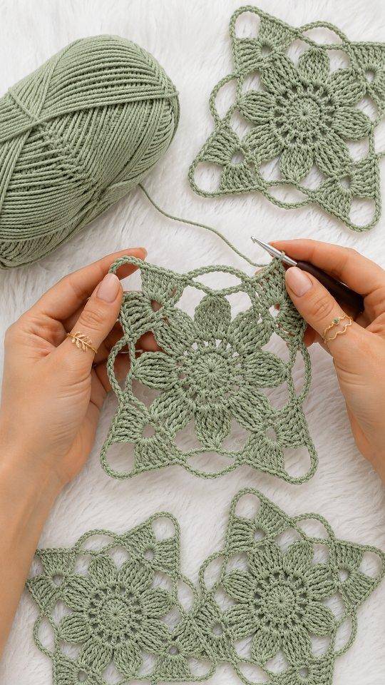 Delicate Lace Flower Crochet Square