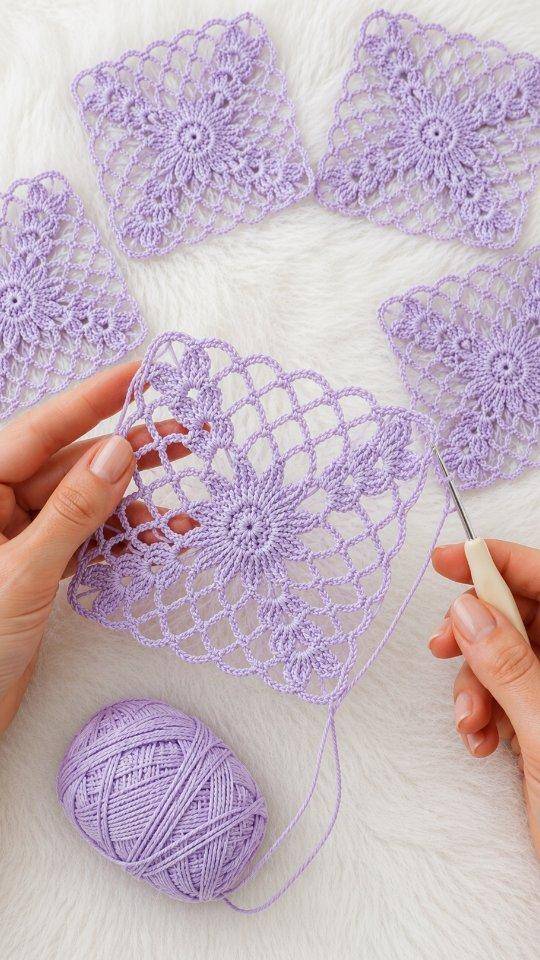 Delicate Lace Flower Granny Square Crochet Project
