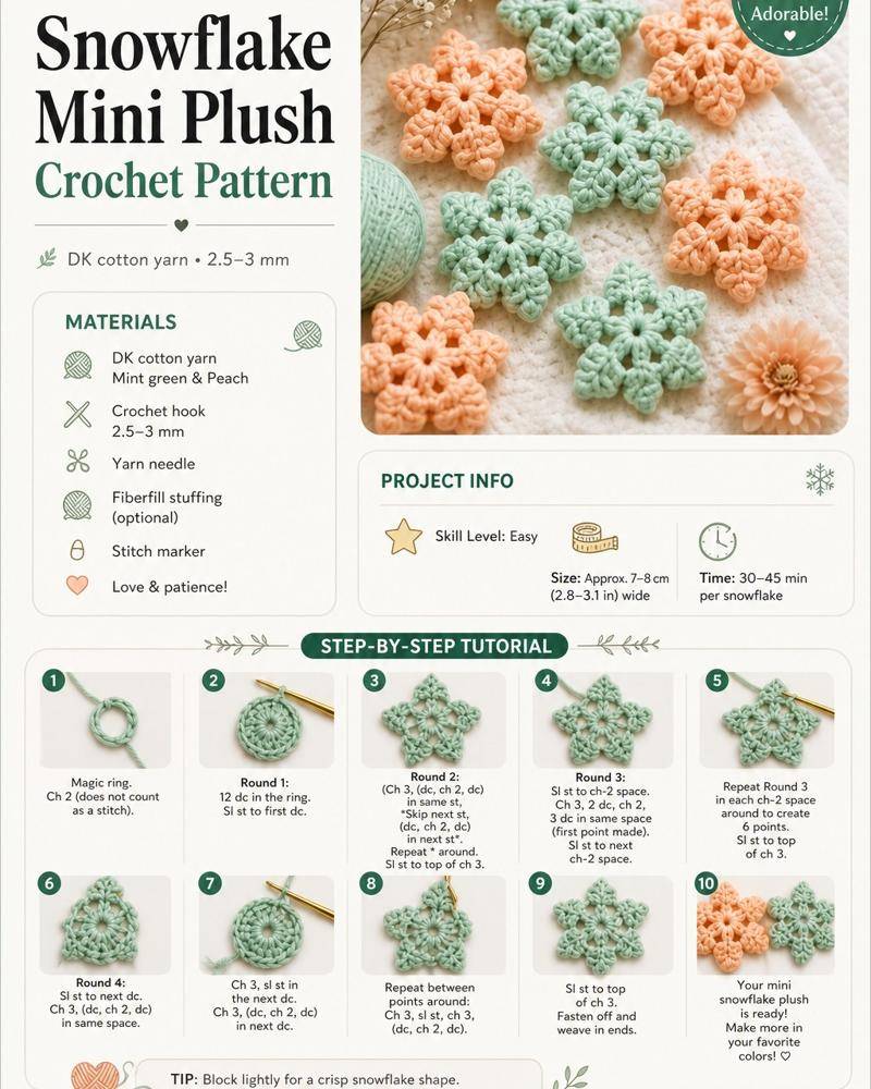 Delicate Snowflake Mini Plush Crochet Ornaments