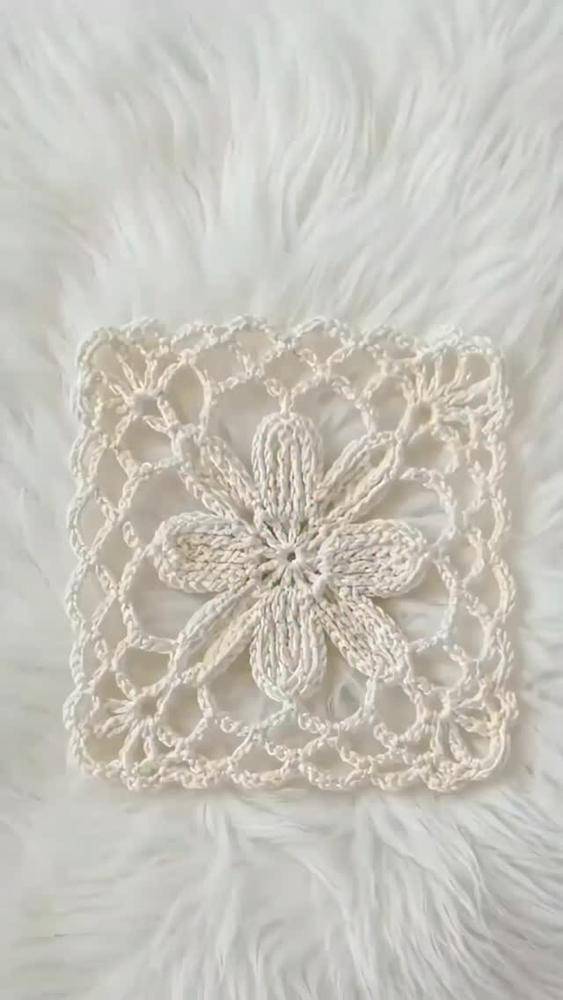Delicate White Lace Flower Granny Square