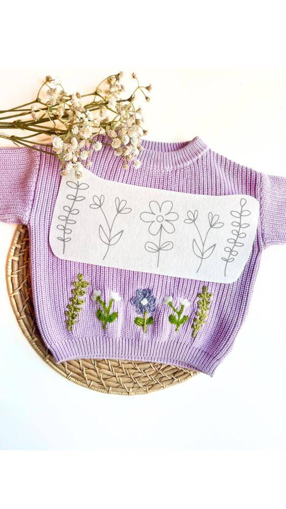 Embroidered Floral Detail Knit Sweater