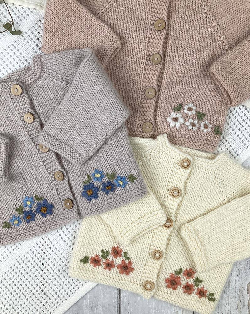 Embroidered Floral Knit Baby Cardigans