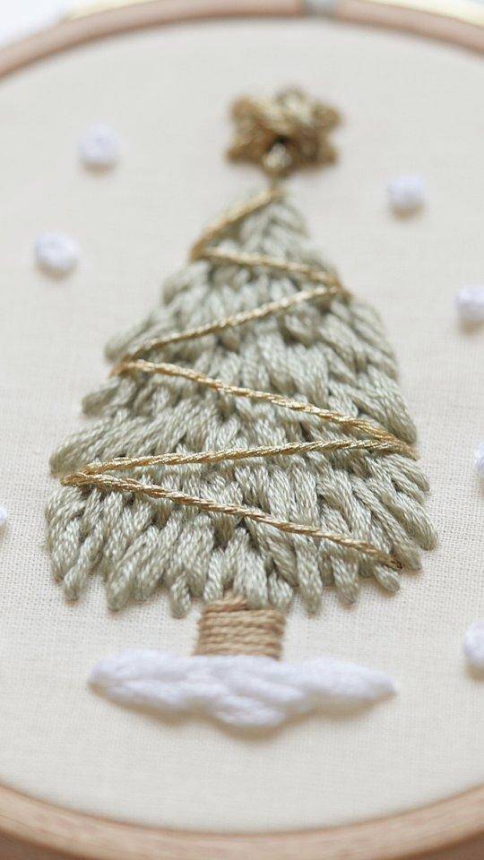 Enchanting Embroidered Christmas Tree Hoop Art