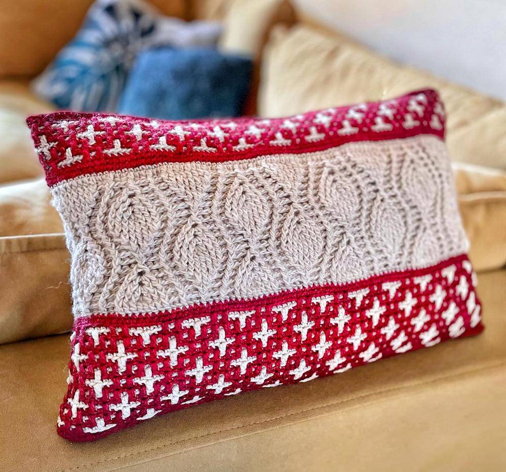 Fair Isle Crochet Christmas Pillow Cover